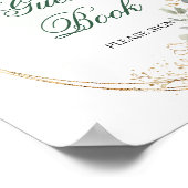 Grünes Gold Laub Gästebuch Tischschild (Ecke)