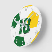 grünes Gold oder JEDES Team Farben Kinderfußball Runde Wanduhr (Winkel)