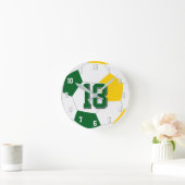 grünes Gold oder JEDES Team Farben Kinderfußball Runde Wanduhr (Zuhause)