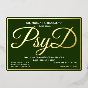 Grünes Gold PsyD Abschlussfeier Folieneinladung