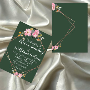 Grünes Gold Rosé Landhochzeit  Einladung