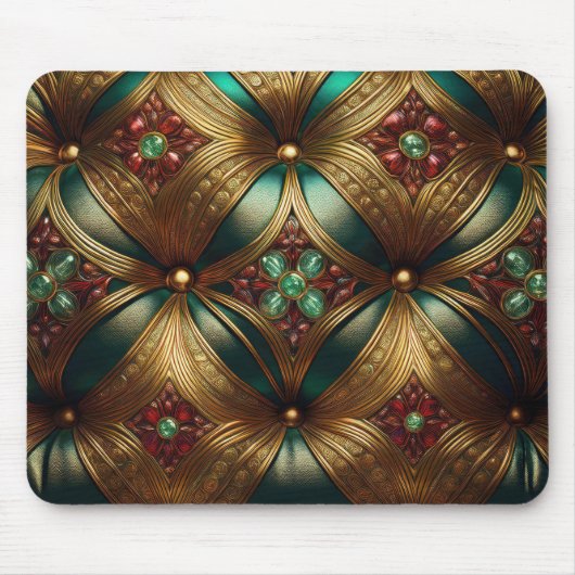 Grünes Gold Rubin Smaragd Muster Mousepad (Vorne)