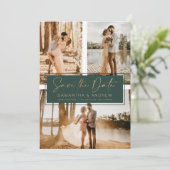 Grünes Gold Save the Date 3 Foto Raster (Stehend Vorderseite)