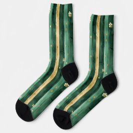 Grünes Gold Shamrock St. Patrick's Day Streifen Socken