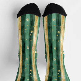 Grünes Gold Shamrock St. Patrick's Day Streifen Socken