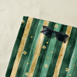 Grünes Gold Shamrock St. Patrick's Day Streifen Strandtuch