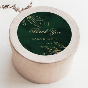 Grünes Gold Smaragd Botanische Hochzeit Danke Runder Aufkleber