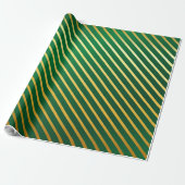 Grünes Gold-Streifenpapier Geschenkpapier (Ungerollt)