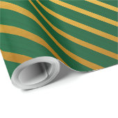 Grünes Gold-Streifenpapier Geschenkpapier (Rolleneckpunkt)