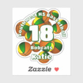 grünes Gold Team Farben Basketball Kinderteam Name Aufkleber (Blatt)