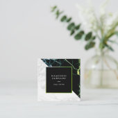 Grünes Gold u. weiße quadratische Quadratische Visitenkarte (Stehend Vorderseite)