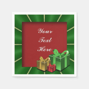 Grünes Gold und rote Weihnachtsgeschenk-Serviette Serviette