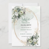 Grünes Gold Wasserfarbe Eukalyptus Save The Date (Vorderseite)