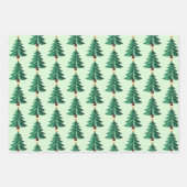 Grünes Gold Weihnachtsbaum-Muster Geschenkpapier Set (Vorderseite 3)