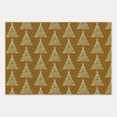 Grünes Gold Weihnachtsbaum-Muster Geschenkpapier Set (Vorderseite)