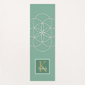 Grünes Gold Weißer Samen des Lebens Monogramm Yogamatte (Vorderseite)