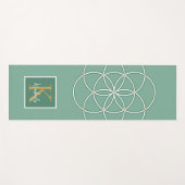 Grünes Gold Weißer Samen des Lebens Monogramm Yogamatte (Vorderseite (Horizontal))