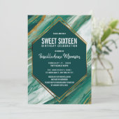 Grünes Goldabstrakter Achat-Marmor-Smaragdbonbon Einladung (Stehend Vorderseite)