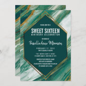 Grünes Goldabstrakter Achat-Marmor-Smaragdbonbon Einladung (Vorne/Hinten)