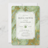 Grünes GoldBrautparty-Marmorierungeinladung Einladung (Vorderseite)