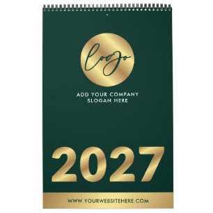 Grünes & Goldenes Firmenlogo Markenmarketing 2027 Kalender