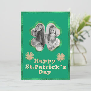 Grünes & goldenes Glitter-St.-Patrick's-Foto Feiertagskarte