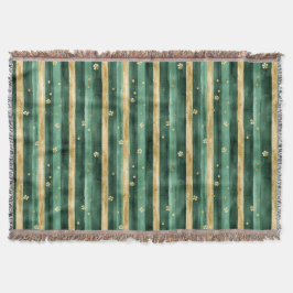 Grünes Goldenes Shamrock-St.-Patricks-Tag-Streifen Decke