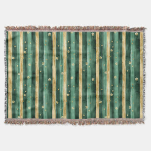 Grünes Goldenes Shamrock-St.-Patricks-Tag-Streifen Decke