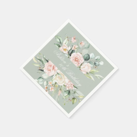 Grünes goldfarbenes botanisches Party Serviette (Ecke)