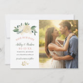 Grünes goldfarbenes Hochzeitsgrab Foto Save The Date (Vorderseite)