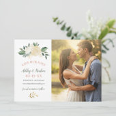 Grünes goldfarbenes Hochzeitsgrab Foto Save The Date (Stehend Vorderseite)