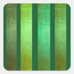 Grünes Goldfolienstreifen-Muster - Elegante Luxus Quadratischer Aufkleber