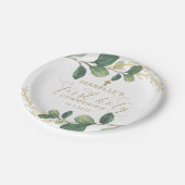 Grünes Goldgrün-botanische erste heilige Kommunion Pappteller (Schrägansicht)