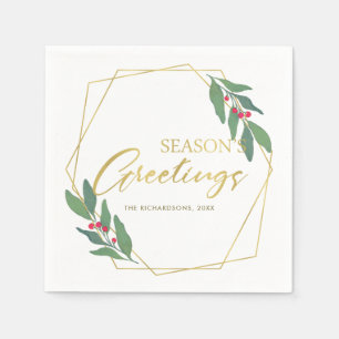 GRÜNES GOLDrote BEERENwreath-FROHE FESTTAGE Serviette