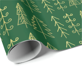 Grünes Goldweihnachtsbaum-Muster modern Geschenkpapier