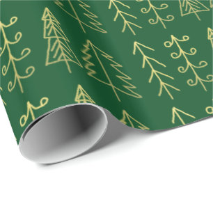 Grünes Goldweihnachtsbaum-Muster modern Geschenkpapier