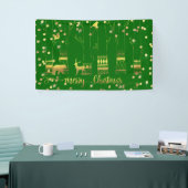 Grünes Goldweihnachtswaldconfetti-Glitzern Banner (Messeveranstaltung)
