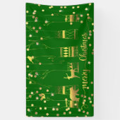 Grünes Goldweihnachtswaldconfetti-Glitzern Banner (Vertikal)
