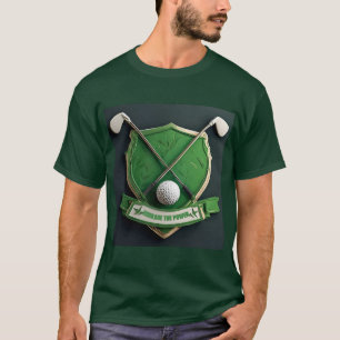 Grünes Golf-Emblem mit Schlägern und Ball T-Shirt