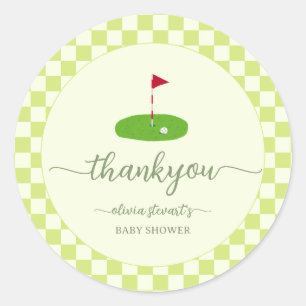 Grünes Golf Thema Baby Shower Danke Runder Aufkleber
