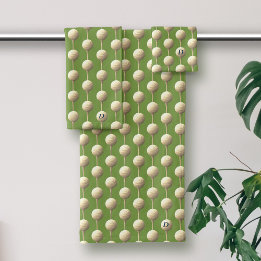 Grünes Golfball-Muster Monogramm-Badehandtuch-Set Badhandtuch Set
