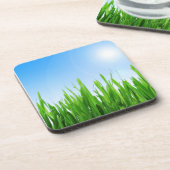 Grünes Gras Blaue Himmel Landschaft-10826 Getränkeuntersetzer (Linke Seite)