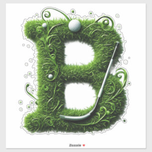 Grünes Gras Buchstabe B Mit Golfball, Schläger Aufkleber
