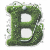 Grünes Gras Buchstabe B Mit Golfball, Schläger Aufkleber (Vorderseite)