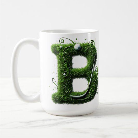 Grünes Gras Buchstabe B Mit Golfball, Schläger Kaffeetasse (Links)