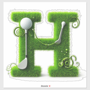 Grünes Gras Buchstabe H Mit Golfball, Schläger Aufkleber