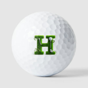 Grünes Gras Buchstabe H Mit Golfball, Schläger Golfball