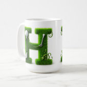 Grünes Gras Buchstabe H Mit Golfball, Schläger Kaffeetasse (Vorderseite Links)