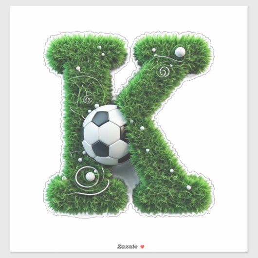 Grünes Gras Buchstabe K Mit Fußball Aufkleber (Blatt)