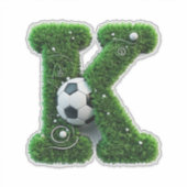 Grünes Gras Buchstabe K Mit Fußball Aufkleber (Vorderseite)